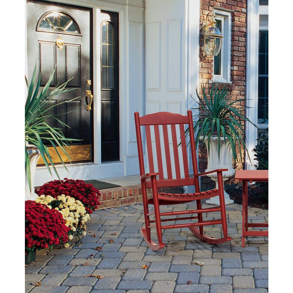Red Acacia Wood High Back Outdoor Rocking Chair