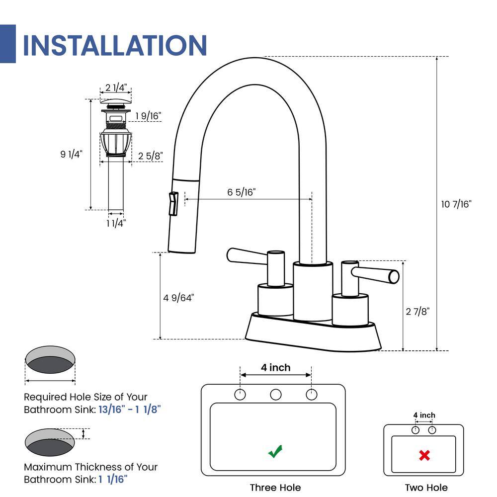 Matte Black Stainless Steel Double Handle Bathroom Faucet