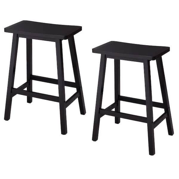 Karl home 24 in. Height Black Backless Wood Bar Stool (Set of 2)