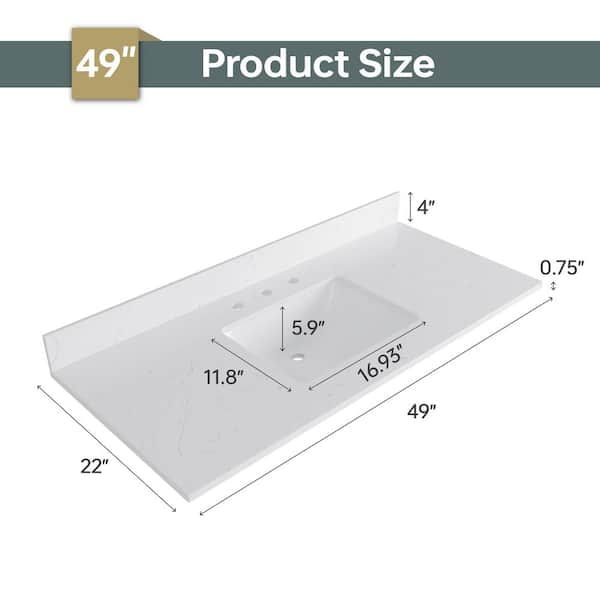 DELUXE DL LIVING 49 in. W x 22 in. D Engineered Stone Composite