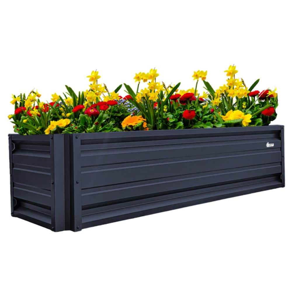 All Metal Works 24 Inch By 72 Inch Rectangle Sunset Blue Metal Planter 