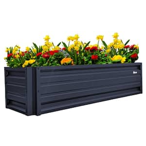 24 inch by 72 inch Rectangle Sunset Blue Metal Planter Box