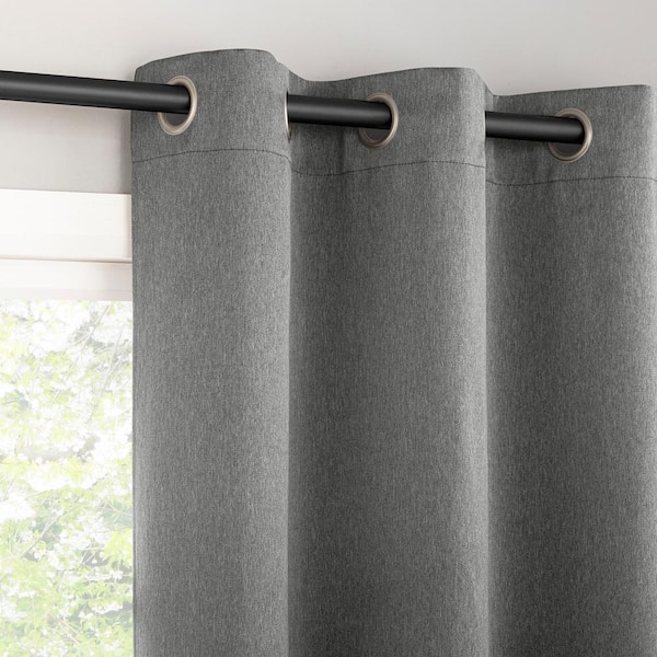 Sun Zero Marlowe Gray Polyester 40 in. W x 63 in. L Grommet Room Darkening Curtain (Single Panel)