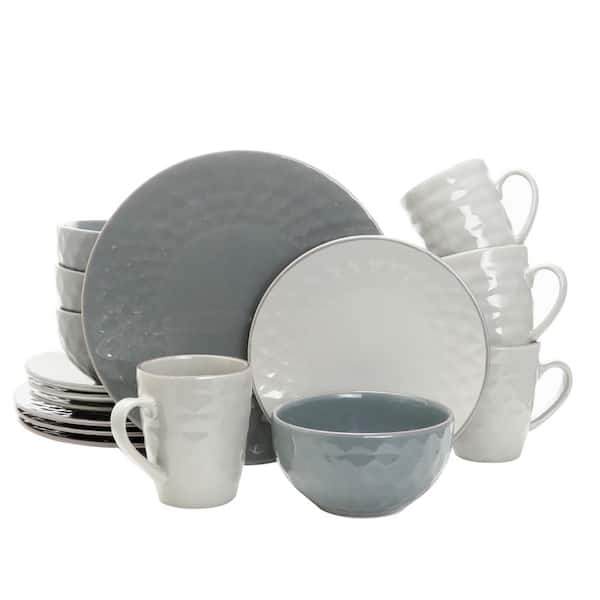 GIBSON ELITE Couture Bands 16pc Dinnerware Set, Cream/Blue Rim 986110465M -  The Home Depot