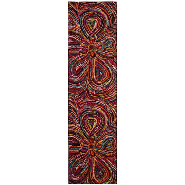Aruba 2 ft. x 6 ft. Multi Floral Geometric Runner Rug
