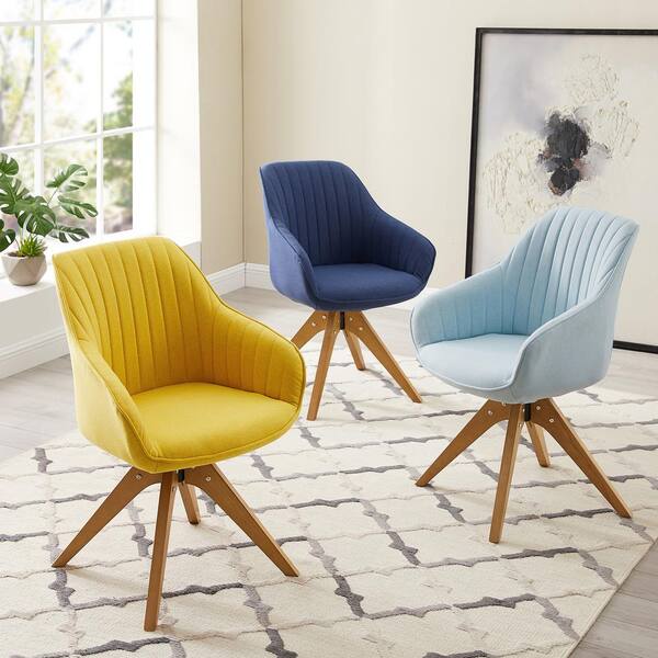 Art Leon Arthur Light Blue Fabric Mid, Art Leon Modern Upholstered Swivel Accent Chair With Arms