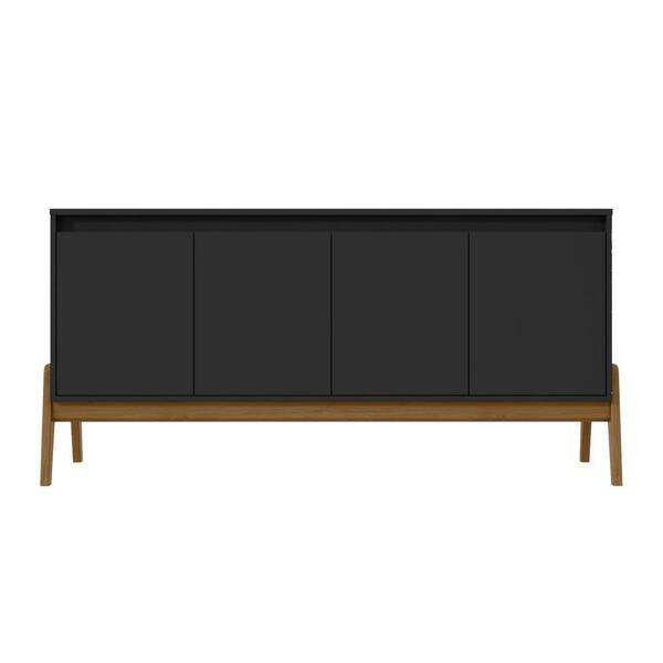 Manhattan Comfort Mid-Century Modern Gales 63.32 Sideboard with Solid Wood Legs in Matte Black