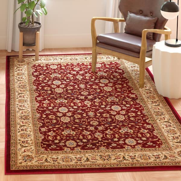 Lyndhurst Red/Ivory 3 ft. x 5 ft. Speckled Floral Border Area Rug