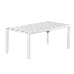 Madeira White and Gray Indoor and Outdoor Rectangular Plastic Patio Dining Table