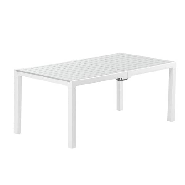 MQ Madeira White and Gray Indoor and Outdoor Rectangular Plastic Patio Dining Table