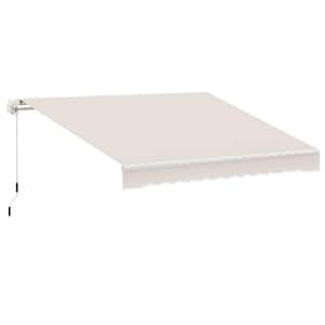 Outsunny 8 ft. x 7 ft. Patio Retractable Awning, Manual Exterior Sun Shade Deck Window Cover, Beige