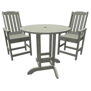 Glennville 3-Pieces Round Recycled Plastic Outdoor Counter Dining Set