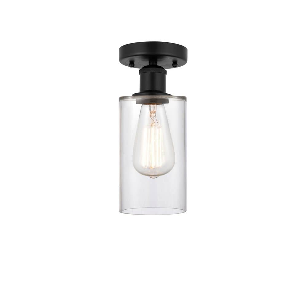Clymer 3.88 in. 1-Light Matte Black Art Deco Semi-Flush Mount with Clear Glass Shade price history on PriceWatchPro