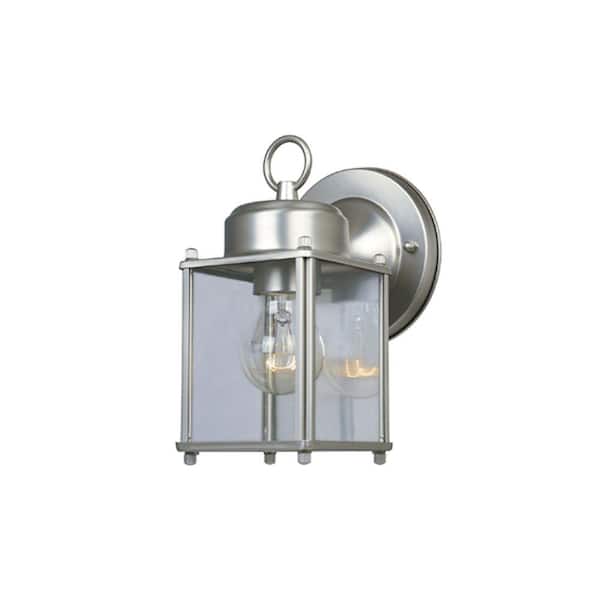 Designers Fountain Preston Pewter 1-Light Outdoor Line Voltage Hardwired Porch Light Wall Sconce with No Bulb Included