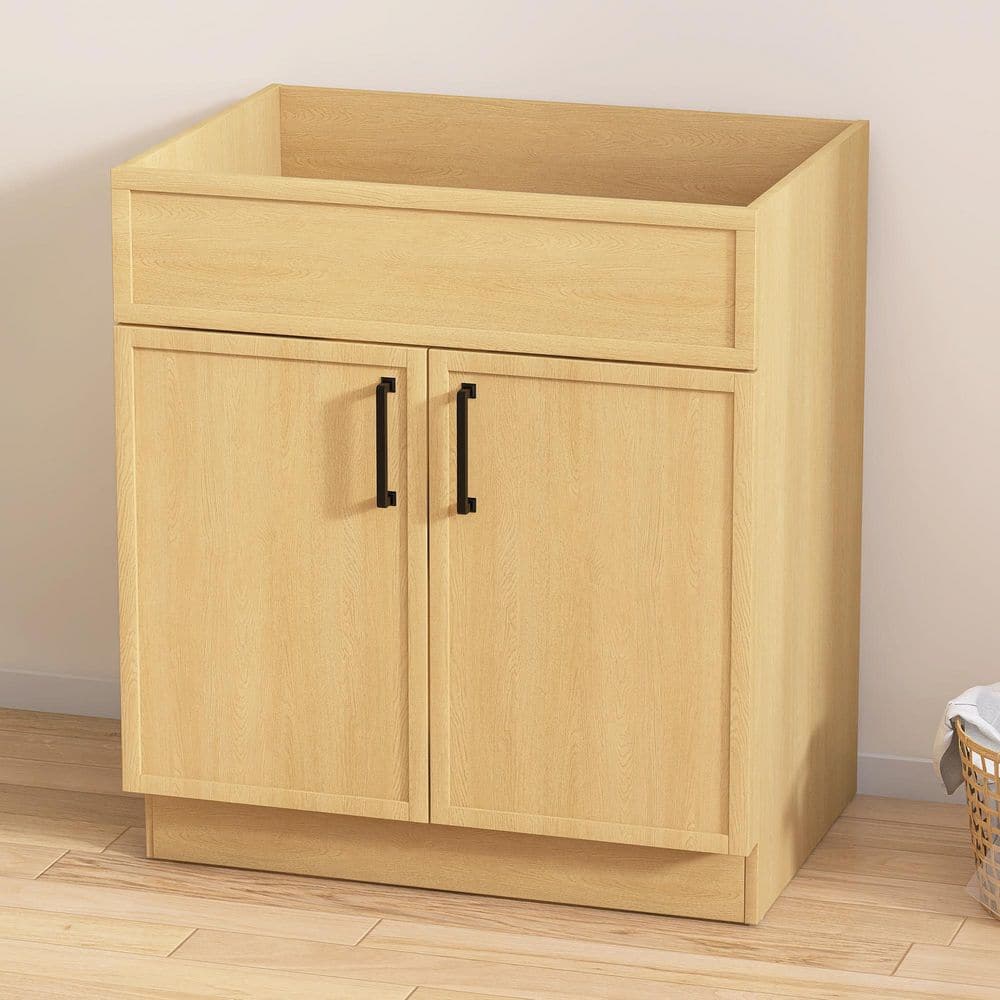 30 in. W x 21.5 in. D x 33.5 in. H Bath Vanity Cabinet without Top in Natural Oak MDF Cabinet with Doors Unassembled