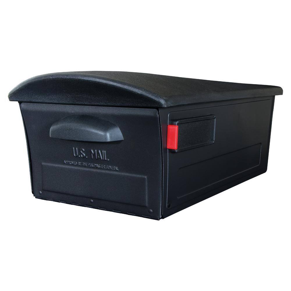 Large Black Lockable Plastic Post Mount Mailbox