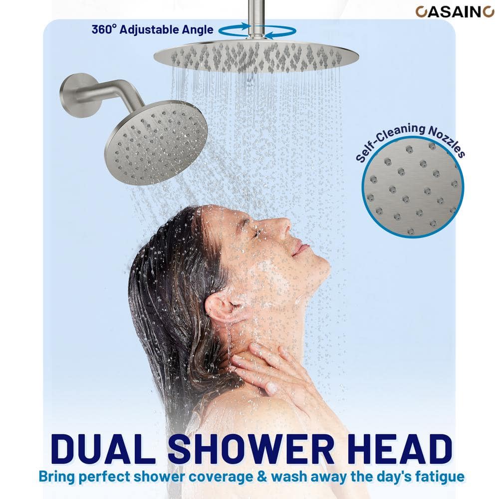 Brushed Nickel Dual Showerhead System with Digital Display