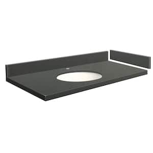 24.5 in. W x 22.25 in. D Quartz Vanity Top in Urban Grey with Single Hole White Basin