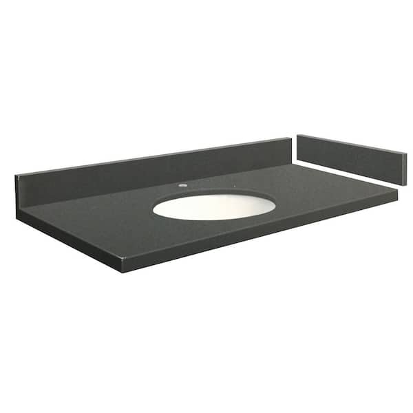 Transolid 27.5 in. W x 22.25 in. D Quartz Vanity Top in Urban Grey with Single Hole White Basin