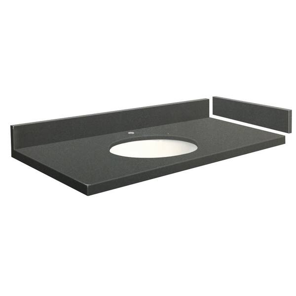 Transolid 34.25 in. W x 22.25 in. D Quartz Vanity Top in Urban Grey with Single Hole White Basin