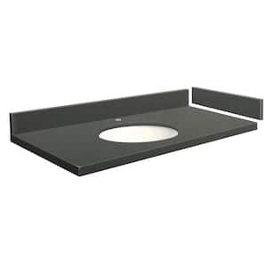 58 in. W x 22.25 in. D Quartz Vanity Top in Urban Grey with Single Hole White Basin