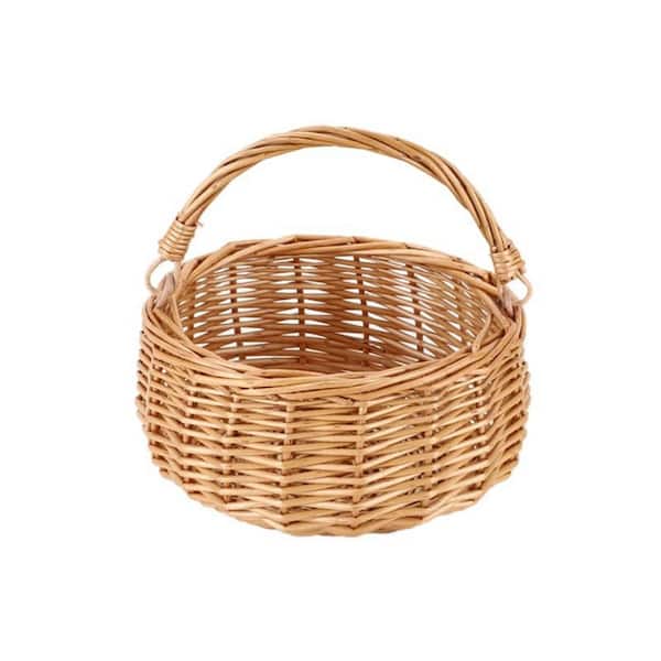1 Piece Wicker Picnic Basket with Handle, Willow Flower Girl Basket for Weddings, Garden and Home Decor