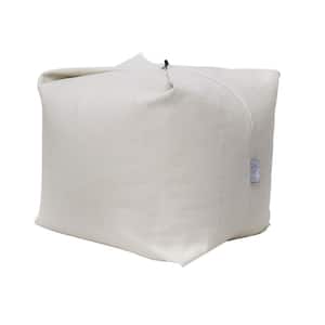 Magic Pouf Beige Linen Bean Bag Chair Convertible Ottoman/Floor Pillow