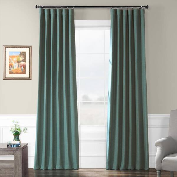 Exclusive Fabrics & Furnishings Semi-Opaque Jadite Green Bellino Blackout Curtain - 50 in. W x 108 in. L (Panel)