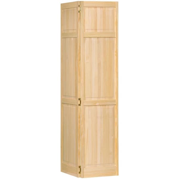 36 in. x 84 in. Clear 6-Panel Solid Core Unfinished Wood Interior Closet Bi-Fold Door