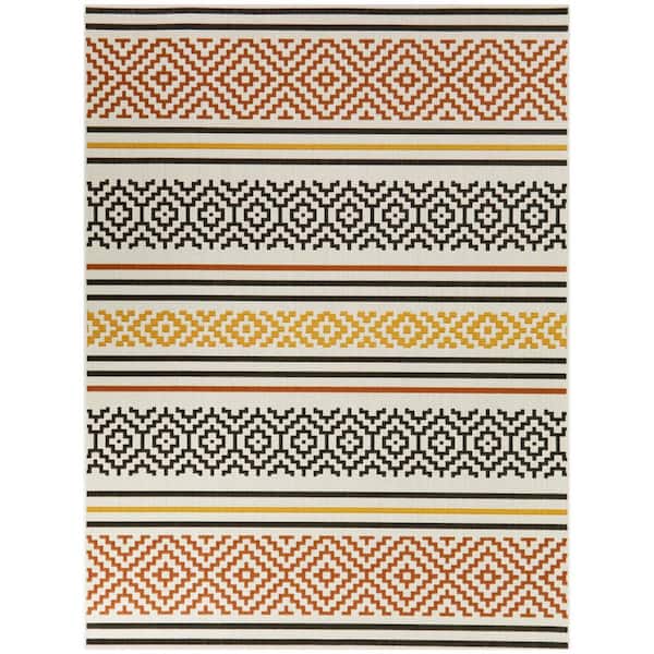 BALTA Alain Orange 5 ft. 3 in. x 7 ft. Trellis Indoor/Outdoor Area Rug