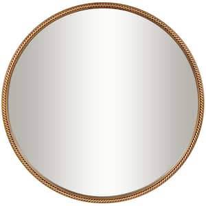 47 in. x 47 in. Round Framed Gold Wall Mirror with Twisted Chain Inspired Frame