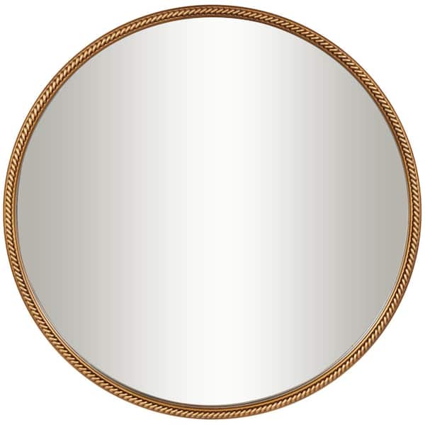 Litton Lane 47 in. x 47 in. Round Framed Gold Wall Mirror with Twisted Chain Inspired Frame