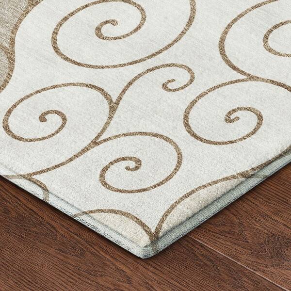 Mayfield Premium Machine Washable Abstract AMF2464 Taupe 8 ft. x 10 ft. Area Rug
