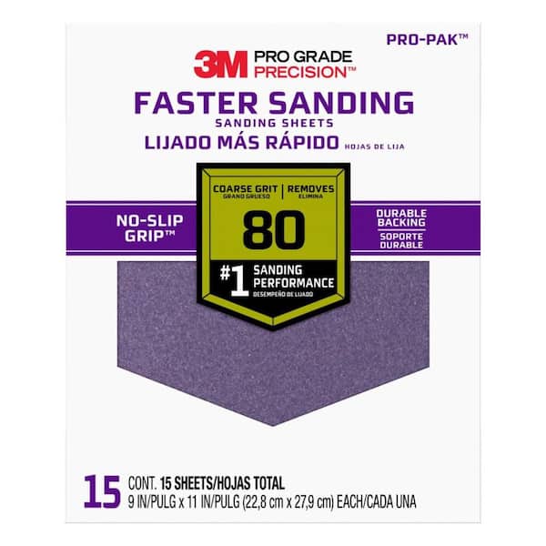 Pro Grade Precision 9 in. x 11 in. 80-Grit (Coarse) Faster Sanding Sheets (15-Sheets/Pack)(Case of 5)