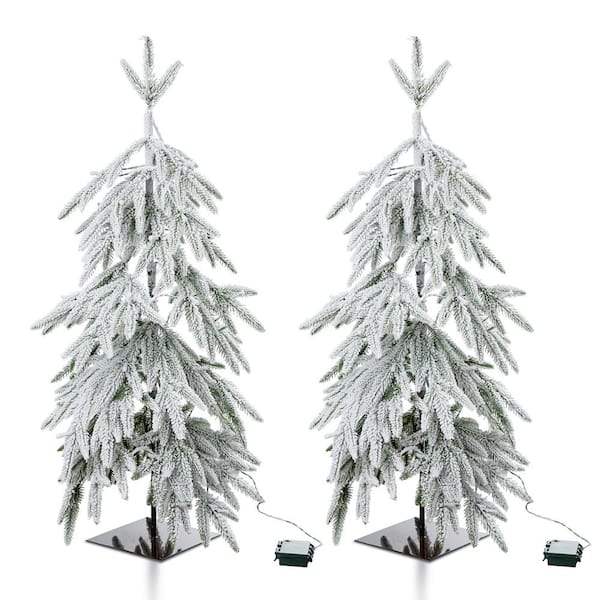 Glitzhome 24 in. H 2- Pack Lighted Rattan Tabletop Christmas Table Tree  Decor (2- Pack) 2009800020 - The Home Depot