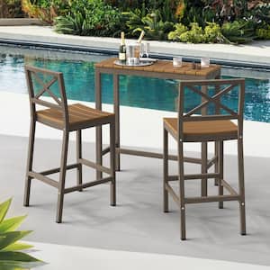 38 in. W Brown Outdoor Bar Table HDPS Material Rectangular Outdoor High Top Table with Metal Frame