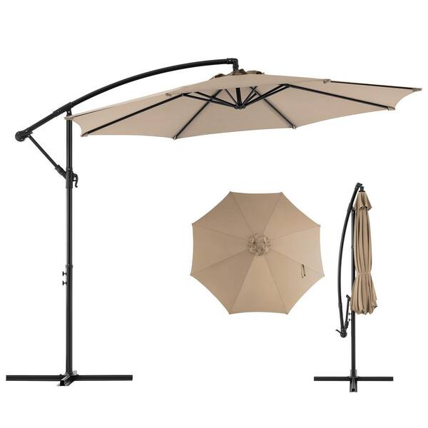 10FT Patio Umbrellas, 8 Ribs, UV Protection for Pool Garden Backyard Market in Khaki
