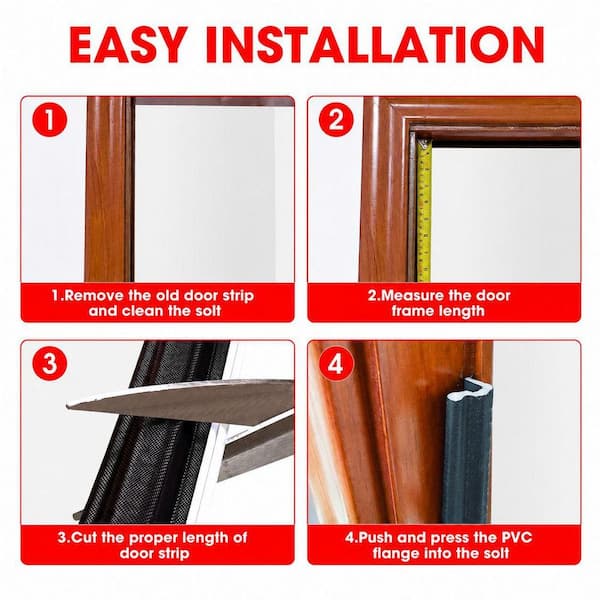 LAIFUCAM 1 in. x 312 in. Black Kerf Door Weatherstrip Extra Wide