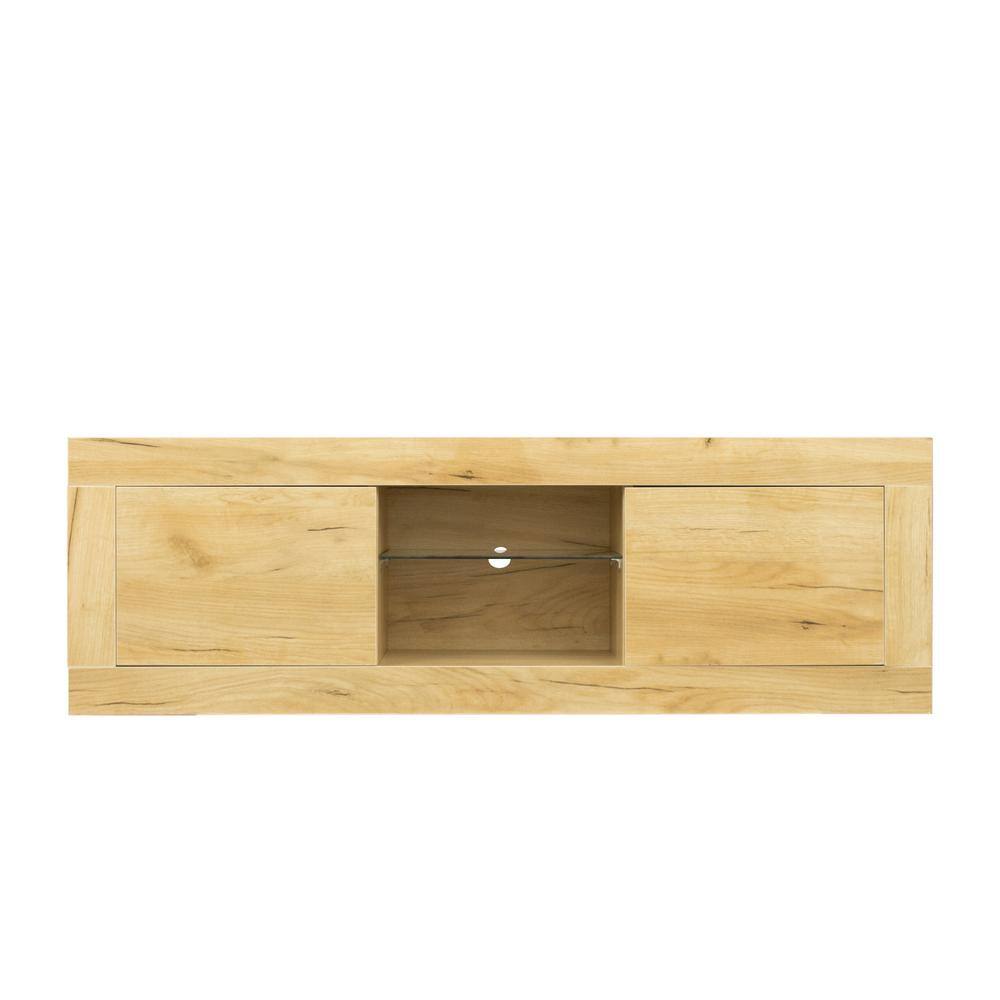 Tidoin Oak Wood Tv Stand Fits Tvs Up To 55 In With 2 Doors Js Ydw3 162 The Home Depot