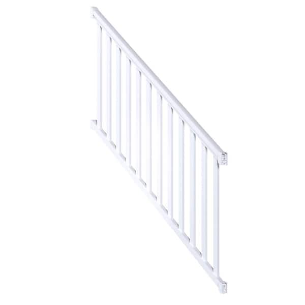 Peak Aluminum Railing 6 ft. Aluminum Deck Railing Stair Kit with Wide Pickets in White