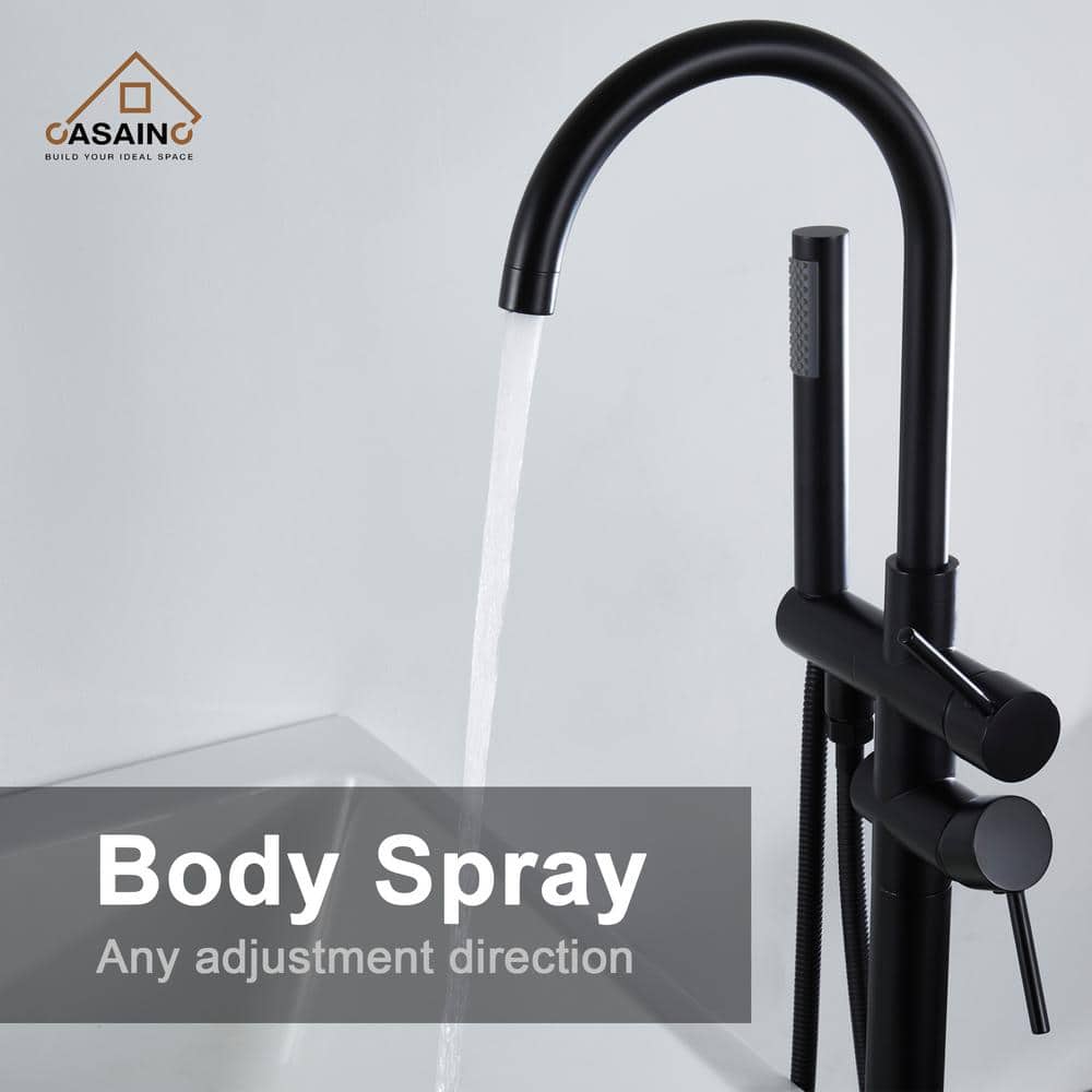 Matte Black Freestanding Tub Faucet with Hand Shower