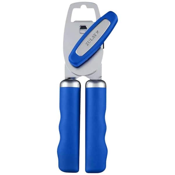 Manual Can Opener with Bottle Opener Rust Resistant Stainless Steel Soft Grip Handles Smooth Turn Handle Kitchen Tool