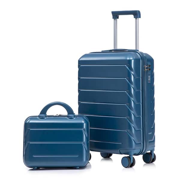 LIVACA 2-Piece Dark Blue ABS Plastic Hardside Spinner Luggage Set