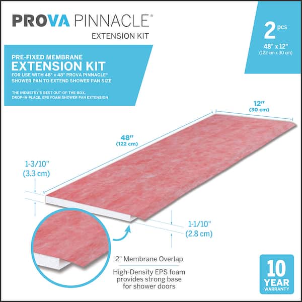 12 in. W x 48 in. L Shower Kit Prova Pinnacle Shower Pan Extension (2PK)