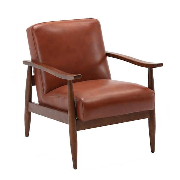 Unbranded Austin Caramel Leather Gel Wooden Base Accent Chair
