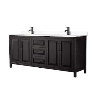 Daria 80 in. W x 22 in. D x 35.75 in. H Double Bath Vanity in Dark Espresso with White Cultured Marble Top
