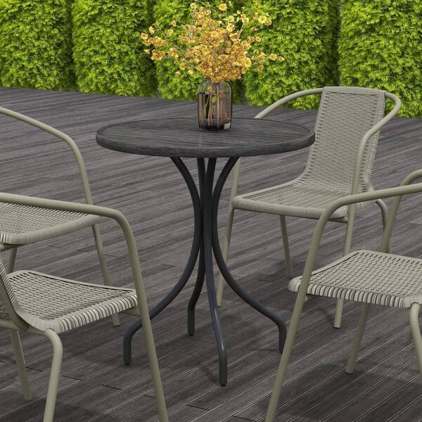 ITOPFOX 26 in. Round Metal Outdoor Side Table with Steel