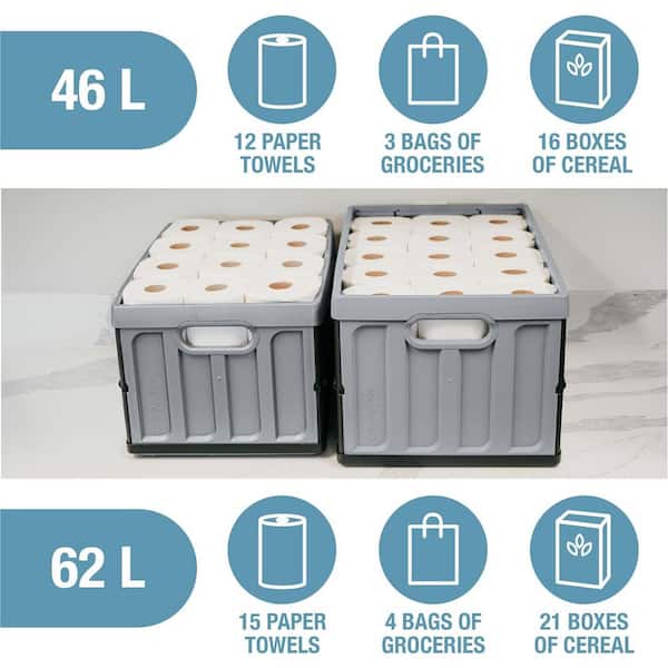 CleverMade 46L-Stone Collapsible Storage Bin (With Lid) (100