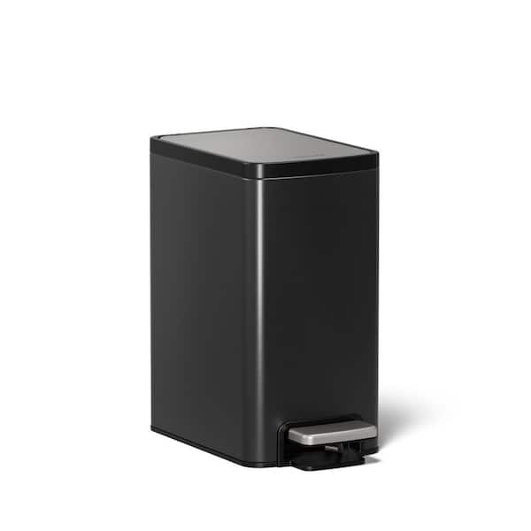 6 l Metal Household Trash Can in Black Stainless
