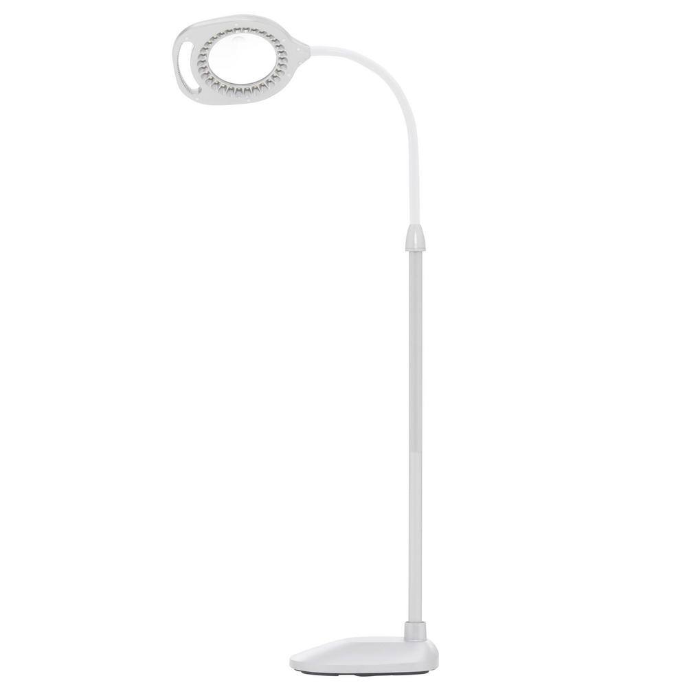 Adjustable Silver LED Magnifier Floor and Table Lamp